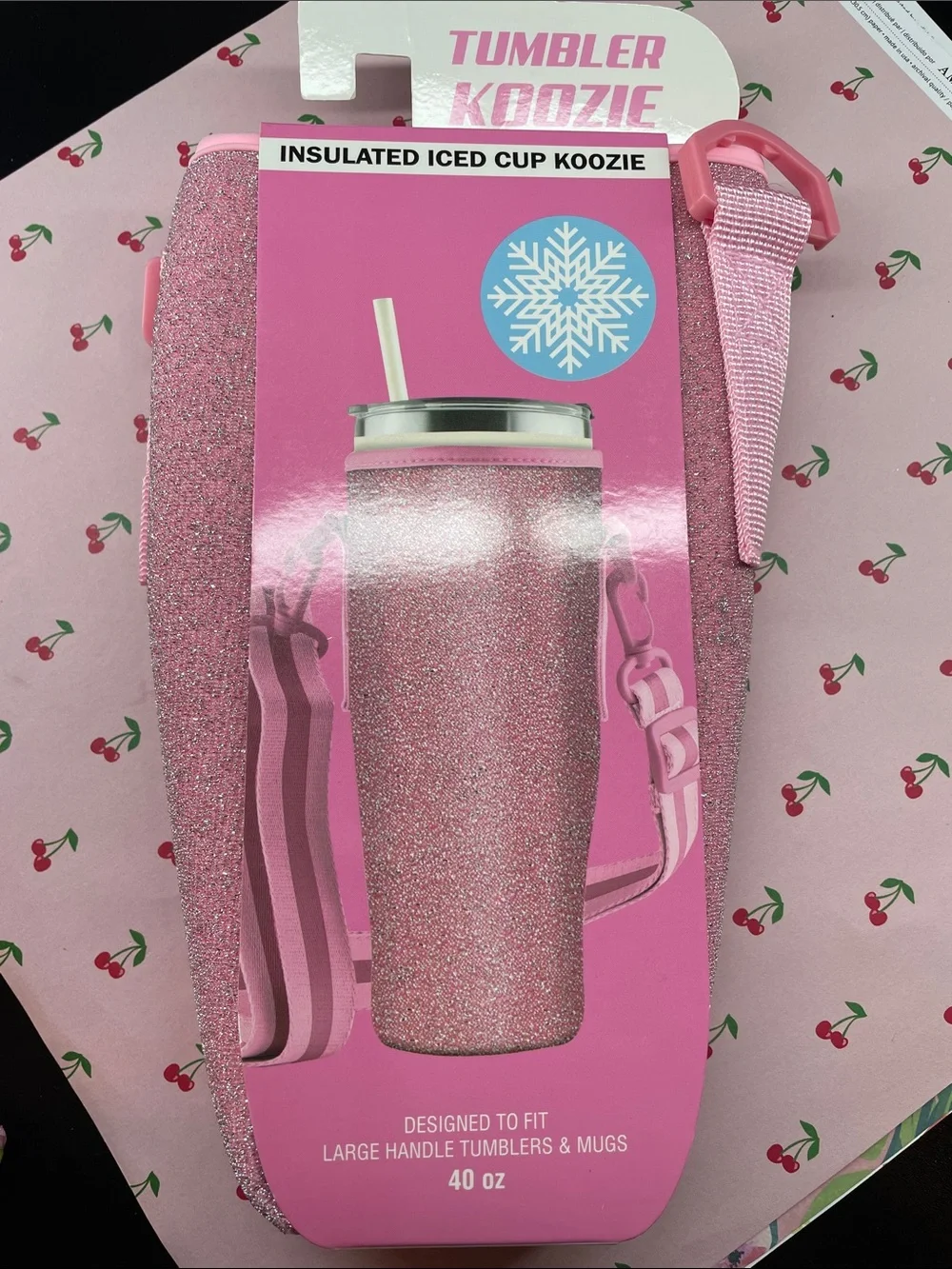 Insulated Tumbler Koozie - Pink Glitter